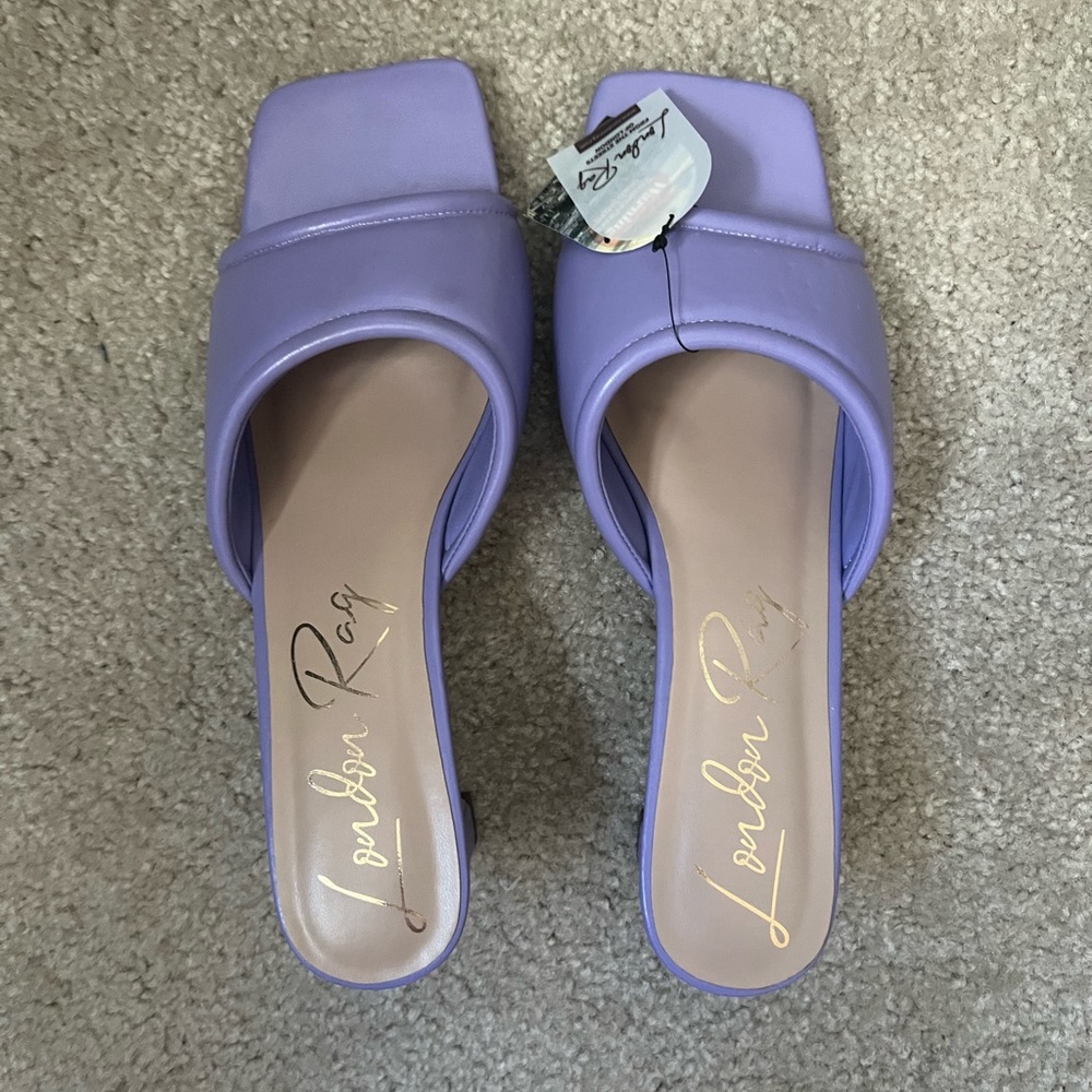 Purple Women's Heeled Slide Sandals - Picture 8 of 12